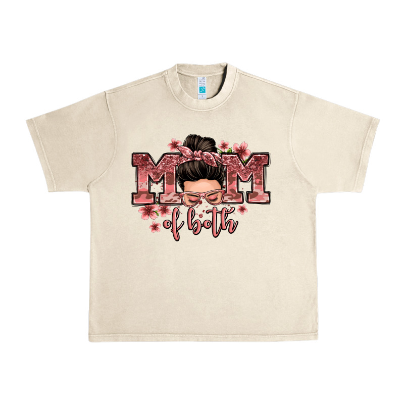 Mom Of Both Messy Bun Urban Heavy Tee by Zillion Design Studio | Teevron