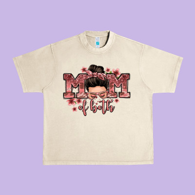 Mom Of Both Messy Bun Urban Heavy Tee Designed By Zillion Design Studio