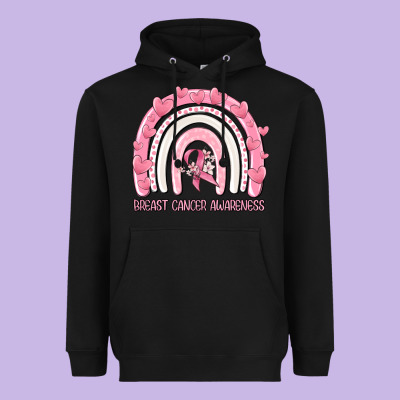 Breast Cancer  Awareness Rainbow Heavyweight Hoodie Designed By Maliassmallbusiness