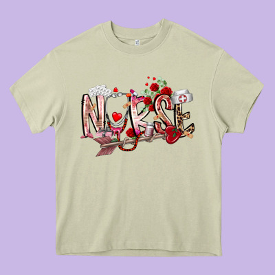 Nurse Valentines Day Heavy Core Tee Designed By Racoondesign