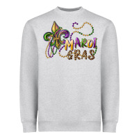 Heather Grey mardi gras fleur de lis and beads Heavyweight Sweatshirt - RanaPortraitStore