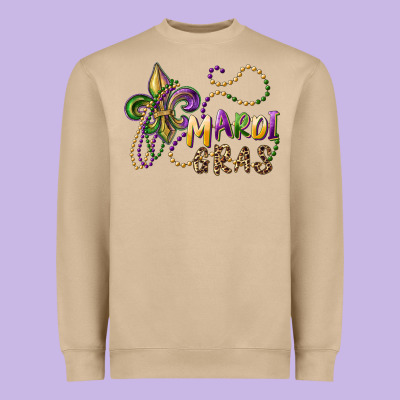 Mardi Gras Fleur De Lis And Beads Heavyweight Sweatshirt Designed By Ranaportraitstore
