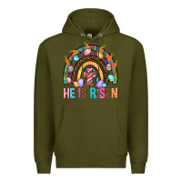 Army Green He Is Risen Rainbow Premium Hoodie - BundleAndBundleShop