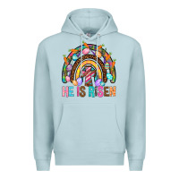 Blue Mist He Is Risen Rainbow Premium Hoodie - BundleAndBundleShop