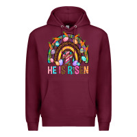Burgundy He Is Risen Rainbow Premium Hoodie - BundleAndBundleShop