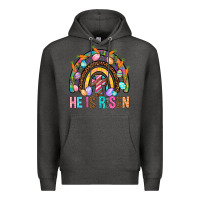 Charcoal Heather He Is Risen Rainbow Premium Hoodie - BundleAndBundleShop