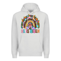 Dove Grey He Is Risen Rainbow Premium Hoodie - BundleAndBundleShop