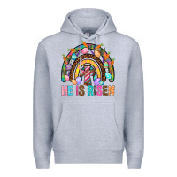 Heather Grey He Is Risen Rainbow Premium Hoodie - BundleAndBundleShop