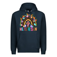 Navy He Is Risen Rainbow Premium Hoodie - BundleAndBundleShop