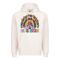 Pale Pink He Is Risen Rainbow Premium Hoodie - BundleAndBundleShop