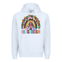 White He Is Risen Rainbow Premium Hoodie - BundleAndBundleShop