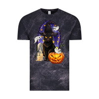 Cloud Black Halloween Cat and Pumpkin Vintage Tee - texasbilliewilder