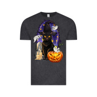 Vintage Black Halloween Cat and Pumpkin Vintage Tee - texasbilliewilder