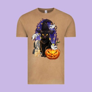 Halloween Cat And Pumpkin Vintage Tee Designed By Texasbilliewilder