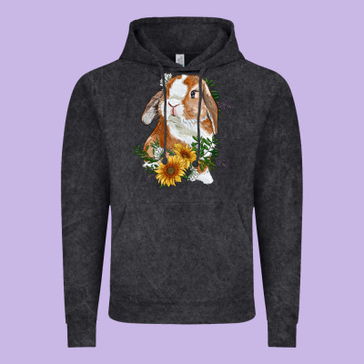 Vintage Hoodie Bunny With Sunflowers