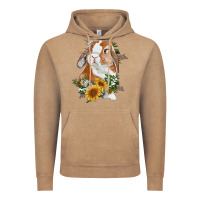 Vintage Coffee Bunny With Sunflowers Vintage Hoodie - RanaPortraitStore