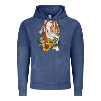 Vintage Denim Bunny With Sunflowers Vintage Hoodie - RanaPortraitStore