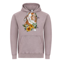 Vintage Zinc Bunny With Sunflowers Vintage Hoodie - RanaPortraitStore