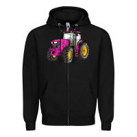Black western farm tractor pink Zipper Hoodie - Artiststas