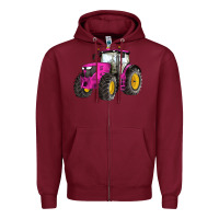 Burgundy western farm tractor pink Zipper Hoodie - Artiststas