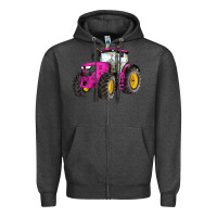 Charcoal Heather western farm tractor pink Zipper Hoodie - Artiststas