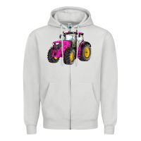 Dove Grey western farm tractor pink Zipper Hoodie - Artiststas