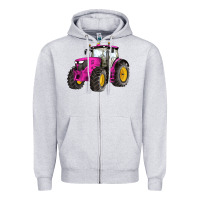 Heather Grey western farm tractor pink Zipper Hoodie - Artiststas