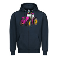 Navy western farm tractor pink Zipper Hoodie - Artiststas