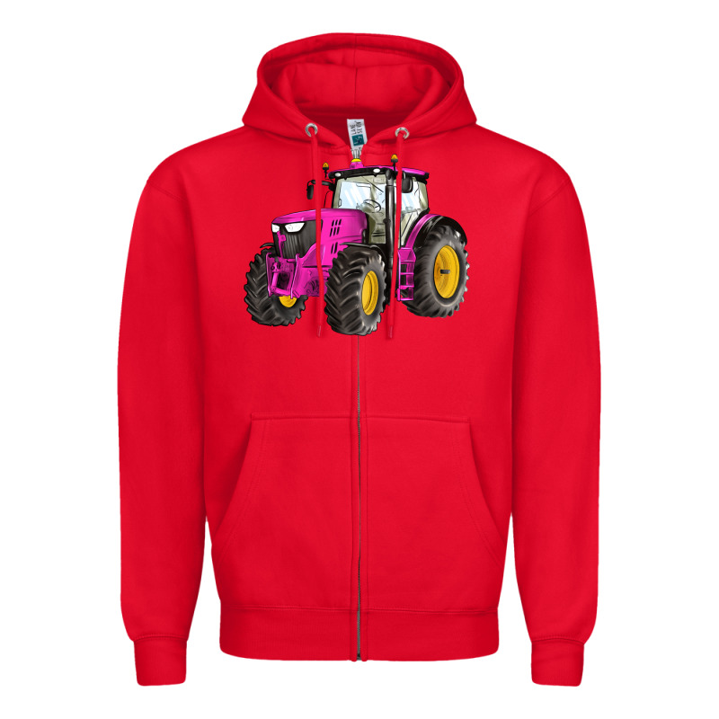 Western Farm Tractor Pink Zipper Hoodie by Artiststas | Teevron