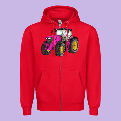 Western Farm Tractor Pink Zipper Hoodie Designed By Artiststas