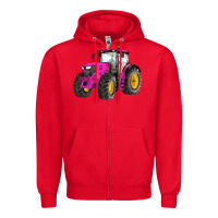 Red western farm tractor pink Zipper Hoodie - Artiststas