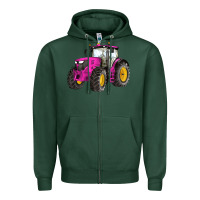 Sports Green western farm tractor pink Zipper Hoodie - Artiststas