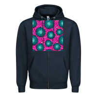 Navy floral pink leopard seamless pattern Zipper Hoodie - BundleAndBundleShop