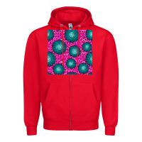 Red floral pink leopard seamless pattern Zipper Hoodie - BundleAndBundleShop