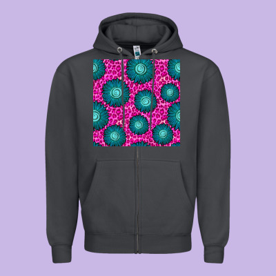 Floral Pink Leopard Seamless Pattern Zipper Hoodie Designed By Bundleandbundleshop