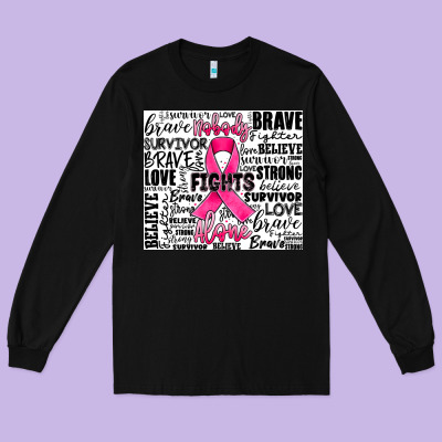 Breast Cancer Nobody Fights Alone Long Sleeve Tee Designed By Jahusdesignshop