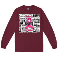 Burgundy breast cancer nobody fights alone Long Sleeve Tee - JahusDesignShop