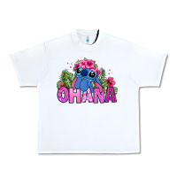 White ohana stitch Urban Heavy Tee - Zillion Design Studio