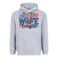 Heather Grey red white boujee Heavyweight Hoodie - MaliasSmallBusiness