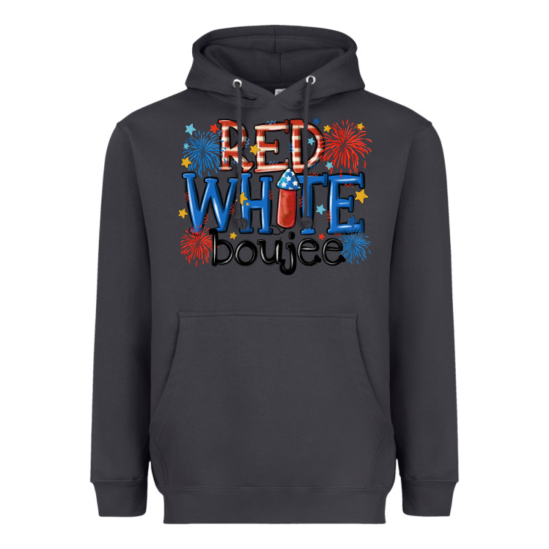 Red White Boujee Heavyweight Hoodie by MaliasSmallBusiness | Teevron