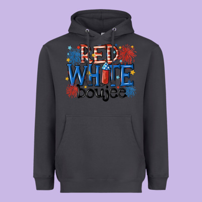 Red White Boujee Heavyweight Hoodie Designed By Maliassmallbusiness