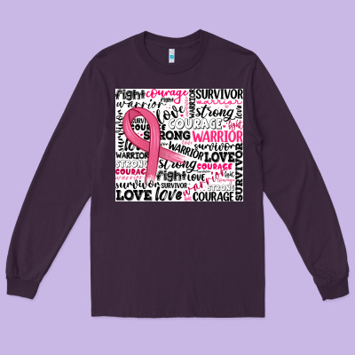 Breast Cancer Ribbon Long Sleeve Tee Designed By Jahusdesignshop