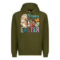 Army Green Happy Easter Bunny Premium Hoodie - BundleAndBundleShop