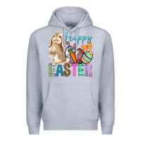 Heather Grey Happy Easter Bunny Premium Hoodie - BundleAndBundleShop