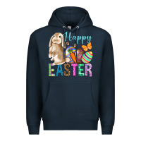 Navy Happy Easter Bunny Premium Hoodie - BundleAndBundleShop