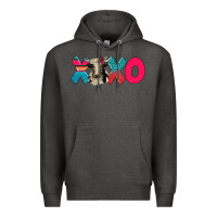 Charcoal Heather xoxo holstein cow Premium Hoodie - AdoDesignShop