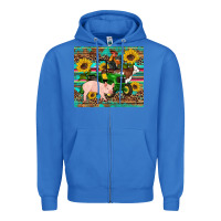 True Royal western farm tractor pig rooster cow sunflowers Zipper Hoodie - Artiststas