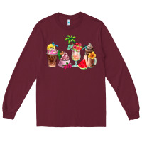 Burgundy summer coffee cups Long Sleeve Tee - AdoDesignShop