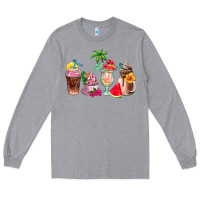 Heather Grey summer coffee cups Long Sleeve Tee - AdoDesignShop