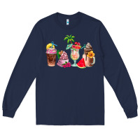 Navy summer coffee cups Long Sleeve Tee - AdoDesignShop
